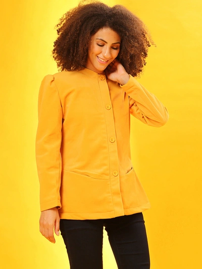Shop Campus Sutra Women Solid Stylish Casual Blazers In Yellow