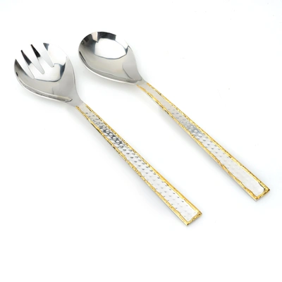 Shop Classic Touch Decor Set Of Salad Servers With Silver/gold Combo