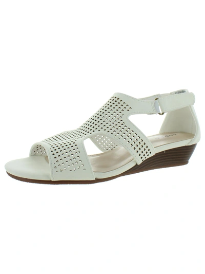Shop Array Tati Womens Shimmer Faux Leather Wedge Sandals In White