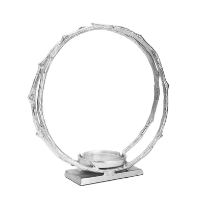 Shop Classic Touch Decor Silver Circle Hurricane Candle Holder