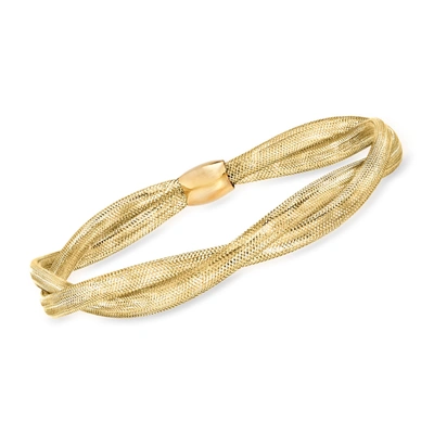 Ross-simons Italian 14kt Yellow Gold Double-mesh Bangle Bracelet In Gold
