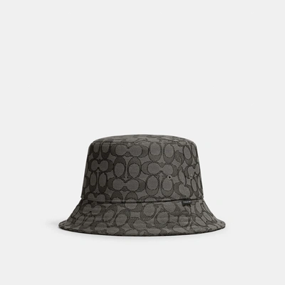 Shop Coach Outlet Signature Jacquard Bucket Hat In Black