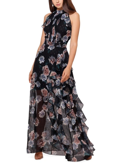 Shop Betsy & Adam Petites Womens Gown Asymmetric Halter Dress In Multi