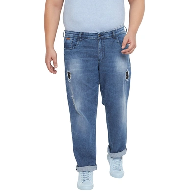 Shop Instafab Plus Men Solid Regular-fit Denim Jeans In Blue