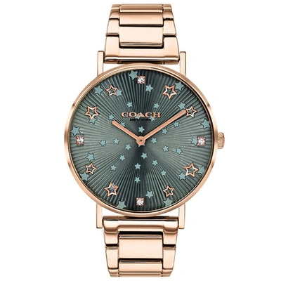 Shop Coach Women's Perry Black Dial Watch In Gold