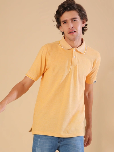 Shop Campus Sutra Men Solid Half Sleeve Casual T-shirts In Orange