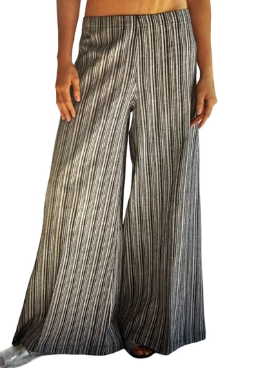Shop Ny 77 Design Rose Wide Leg Pants In Grey/black In Silver