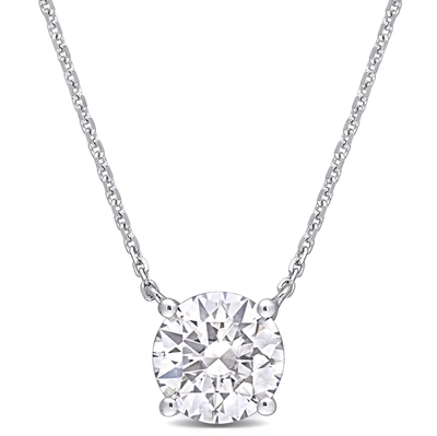 Mimi & Max 1 4/5 Ct Tgw Created Moissanite Solitaire Pendant With Chain In 14k White Gold In Silver