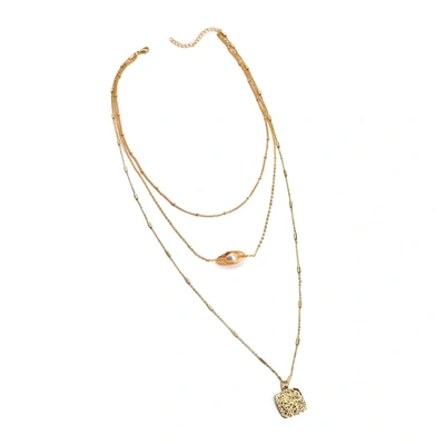 Sohi Pack Of 3 Gold Plated Designer Pendant In Gold
