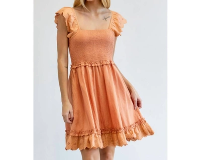 Shop Davi & Dani Burnt Orange Smocked Mini Dress In Pink