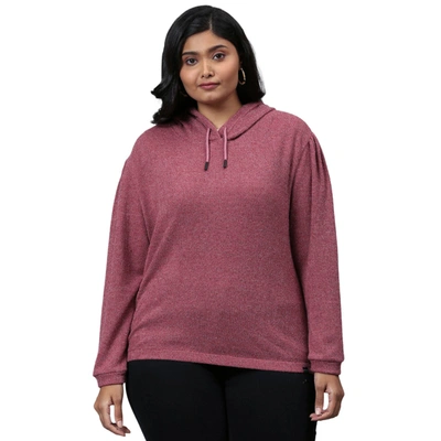 Shop Instafab Plus Women Full Sleeve Hooded Sweatshirt In Red