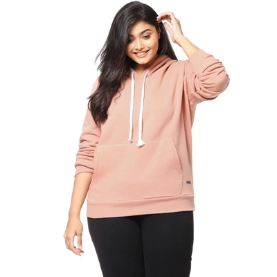 Shop Instafab Plus Women Full Sleeve Hooded Sweatshirt In Pink