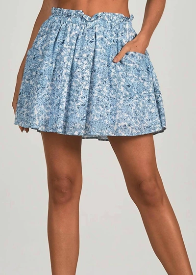 Shop Elan Evelyn Denim Mini Skirt In Blue