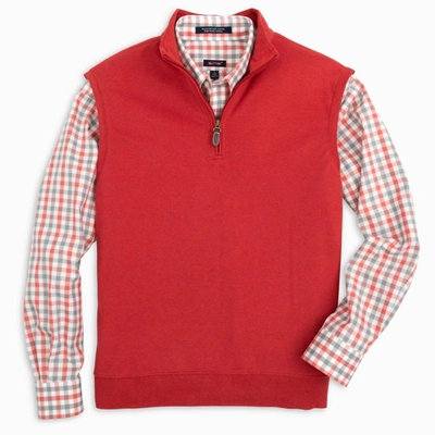 Shop Jay Cotton Men's Paulo Quarter Zip Vest In Crimson In Red