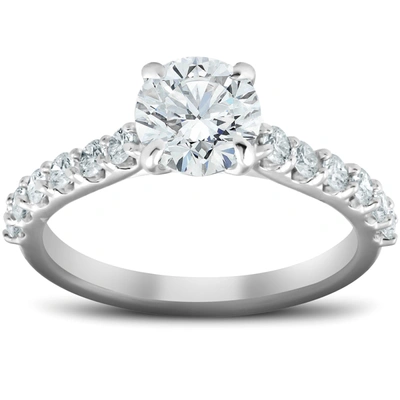 Pompeii3 2 Ct Single Row Round Diamond Engagement Ring 14k White Gold In Multi