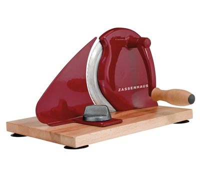 Zassenhaus Manual Bread Slicer, Hand Crank Home Bread Slicer, 11.75" X 8" In Red