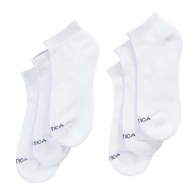Shop Nautica Mens Athletic Core Ankle Socks, 6-pack In White