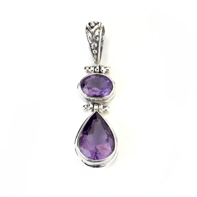 Shop Samuel B Jewelry Sterling Silver Two Stone Blue Topaz Pendant In Purple