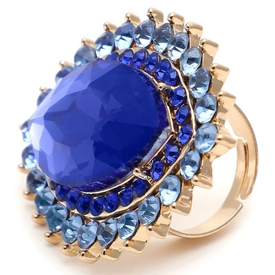 Shop Sohi Blue Color Gold Plated Designer Stone Ring For Women's