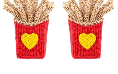 Shop Deepa Gurnani Fries Earrings In Multi In Red