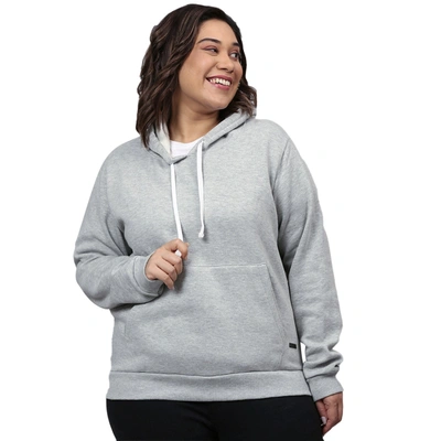Shop Instafab Plus Women Full Sleeve Hooded Sweatshirt In Grey