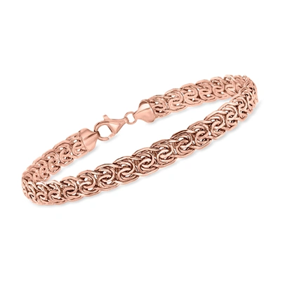 Ross-simons 14kt Rose Gold Flat Byzantine Bracelet In Pink