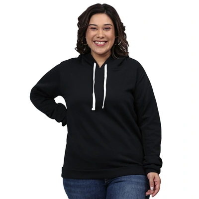 Shop Instafab Plus Women Full Sleeve Hooded Sweatshirt In Black
