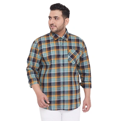 Shop Instafab Plus Men Flat Collar Plaid Full Sleeve Shirt In Multi