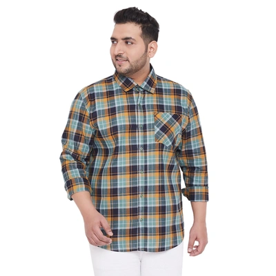 Instafab Plus Men Flat Collar Plaid Full Sleeve Shirt In Multi