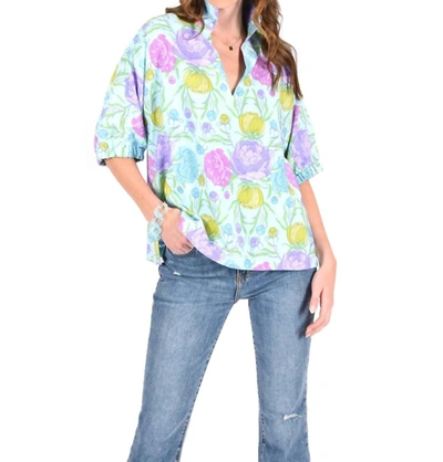 Shop Emily Mccarthy Poppy Top In Peony Party In Multi