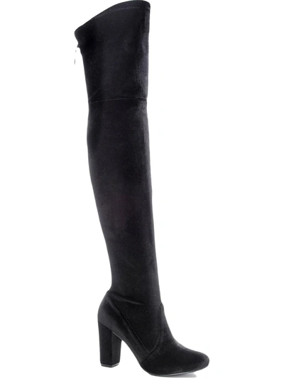 Shop Chinese Laundry Bree Womens Velvet Heels Thigh-high Boots In Black