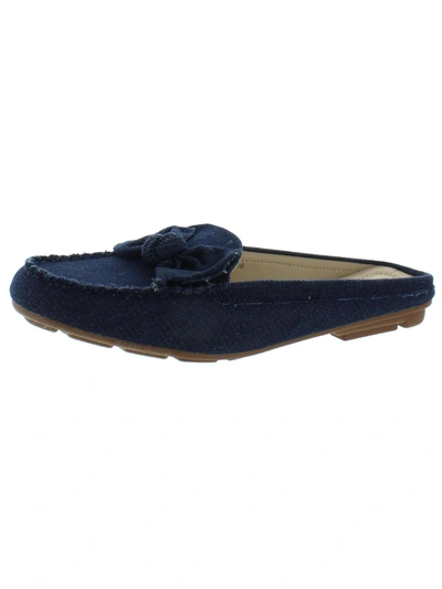 Shop Masseys Charm Womens Faux Leather Slip On Mules In Blue