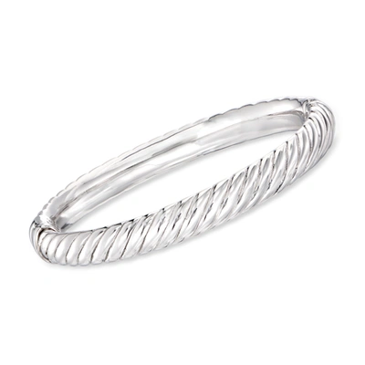 Ross-simons Sterling Silver Spiraled Oval Bangle Bracelet In Silver
