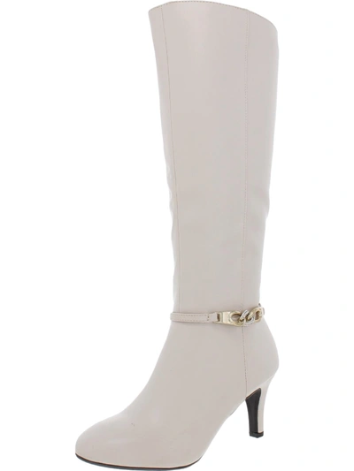 Shop Karen Scott Hanna Womens Faux Leather Tall Mid-calf Boots In Beige