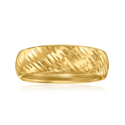 Shop Canaria Fine Jewelry Canaria 10kt Yellow Gold Diagonal-pattern Ring