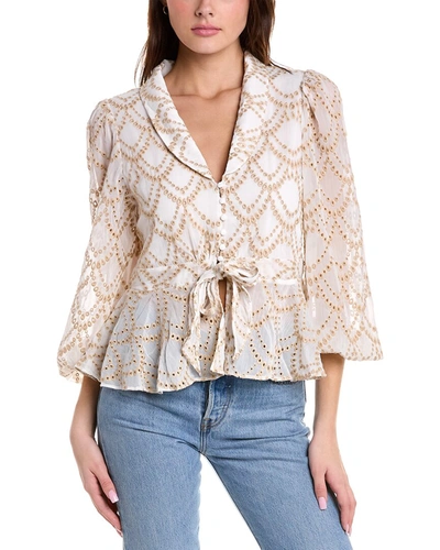 Shop We Are Kindred Sienna Peplum Top In Beige
