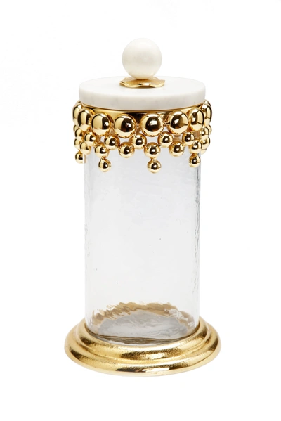 Classic Touch Decor Medium Hammered Glass Canisters With Gold Design And Marble Lid