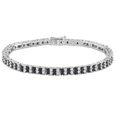 Mimi & Max Tennis Bracelet In Sterling Silver - 7 1/4 In. In Black