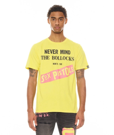 Shop Cult Of Individuality Short Sleeve Crew Neck Tee "never Mind The Bollocks" In Yellow
