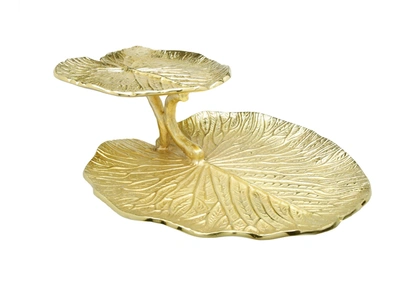 Shop Classic Touch Decor 2 Tier Gold Lotus Flower Tray