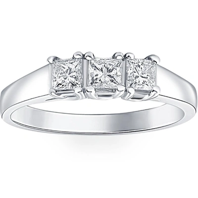 Pompeii3 1ct Three Stone Princess Cut Diamond Ring 14k White Gold In Multi