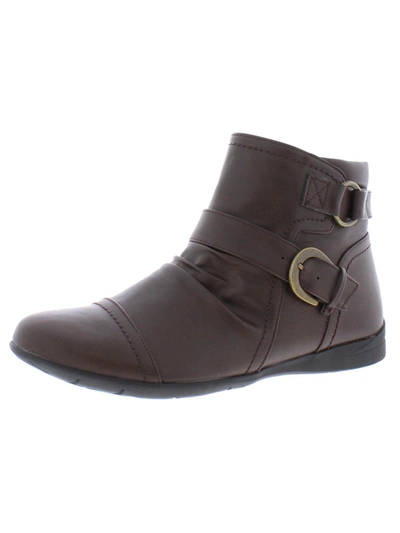 Shop Wanderlust Mandy Womens Buckled Slouchy Ankle Boots In Brown