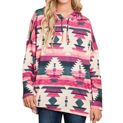 Shop Ace Trading Aztec Print Hooded Top In Fuschia In Pink