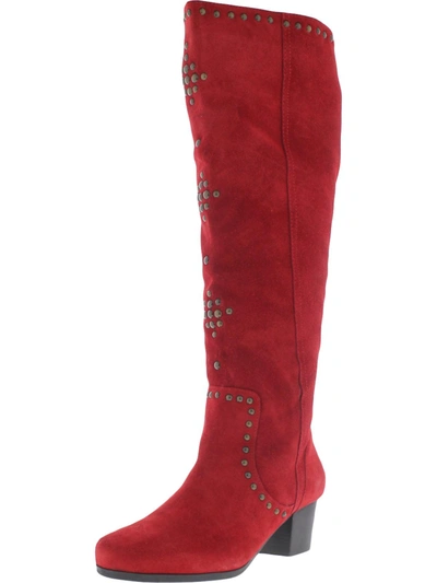 Shop Array Fortune Womens Suede Block Heel Knee-high Boots In Red