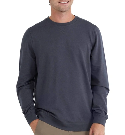 Shop Free Fly M Bamboo Heritage Fleece Crew Top In Graphite In Blue