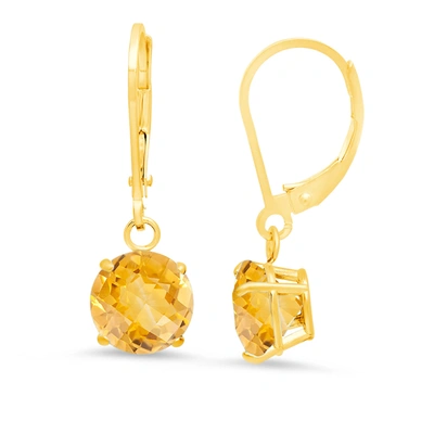 Shop Max + Stone 10k Yellow Gold Round Checkerboard Cut Gemstone Leverback Earrings (8mm)