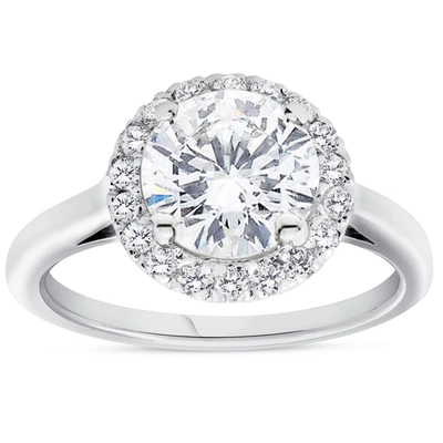 Pompeii3 1 3/4ct Halo Plain Shank Diamond Engagement Ring 14k White Gold In Multi
