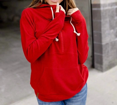 Shop Ampersand Ave Performance Fleece Halfzip Sweatshirt In Cherry In Red