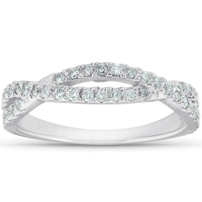 Shop Pompeii3 3/8ct Diamond Wedding Ring Womens Infinity Crossover Band 14k White Gold In Multi