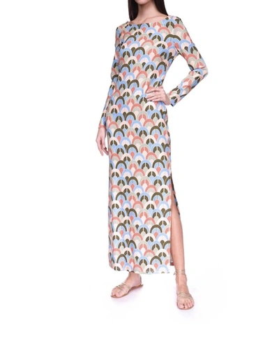 Shop Cara Cara Aria Geo Print Crepe Midi Dress In Geo Moss In Multi
